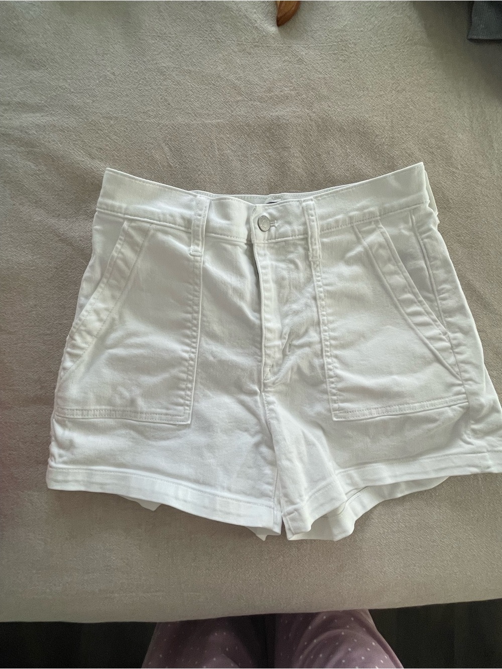 J. Crew White High-Waist Patch-Pocket Shorts